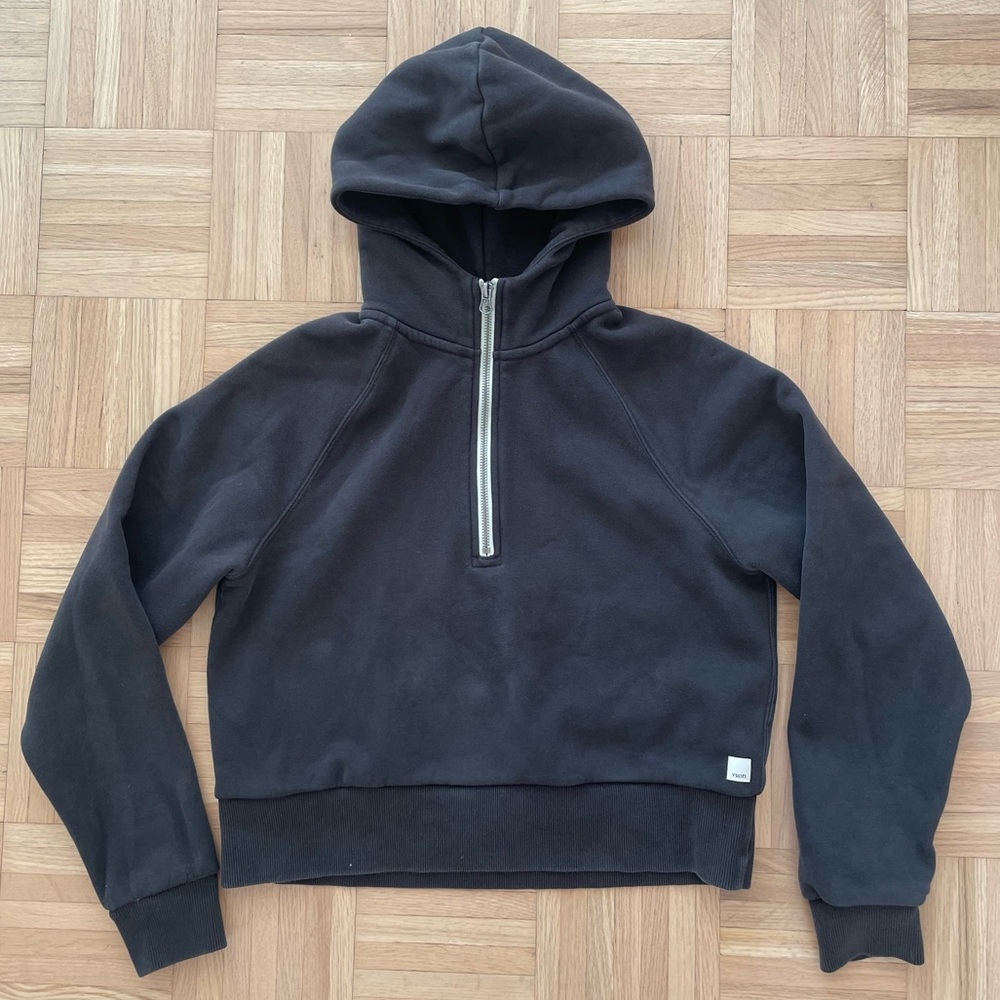 Vuori Restore Half-Zip Hoodie in washed black, XS